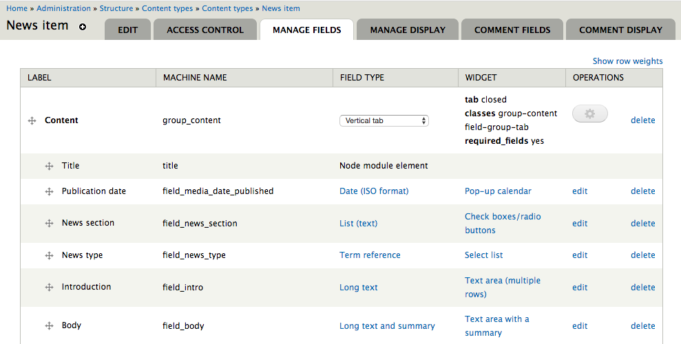 CMS 인터페이스 이미지